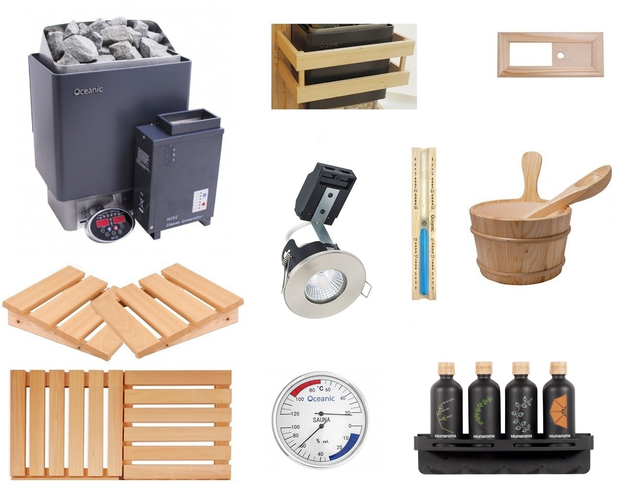 Kit d'installation Saunarium : poêle à sauna combiné vapeur *Deluxe*