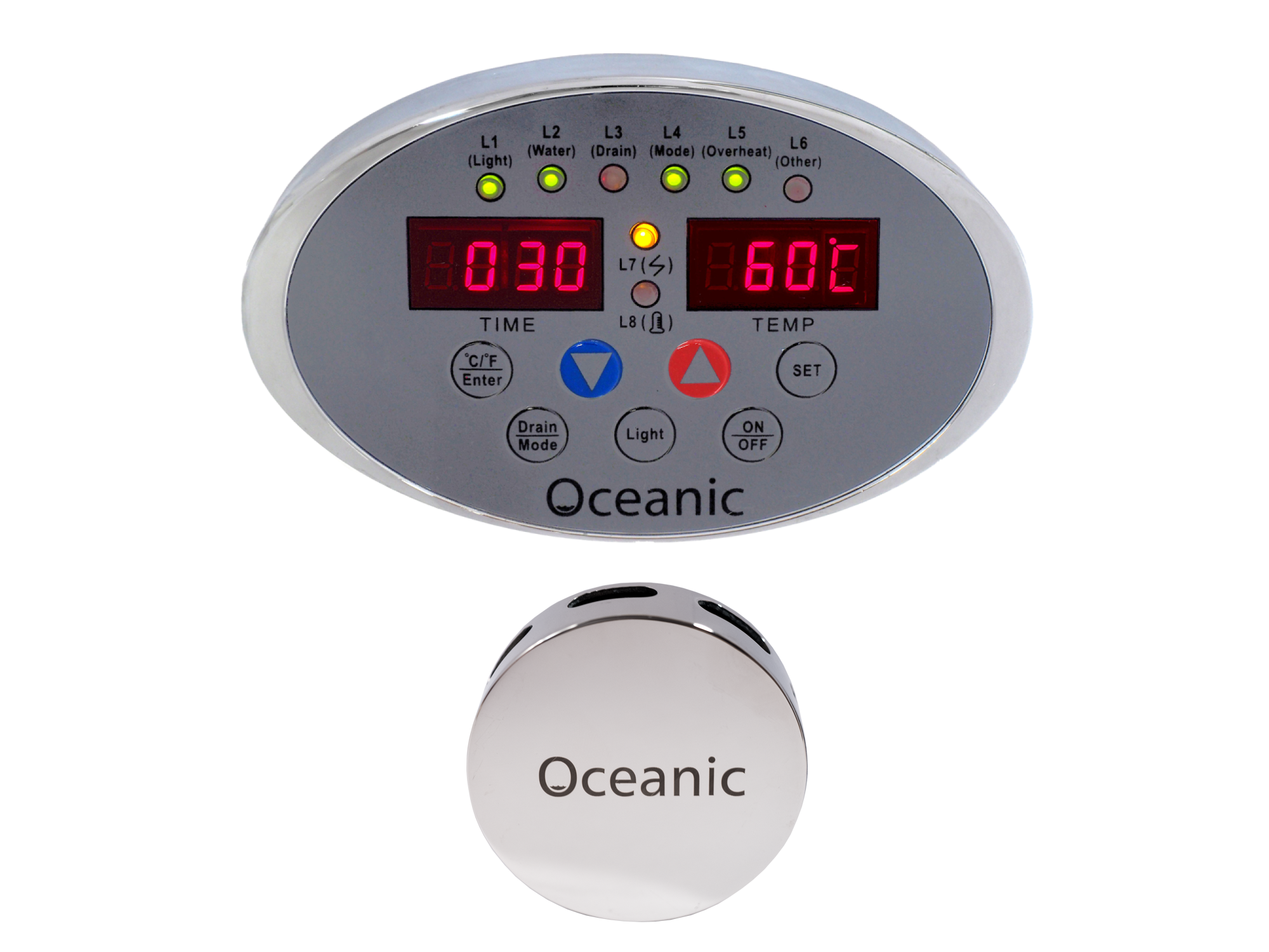 oceanic steam room generator controls and new chrome steam inlet nozzle