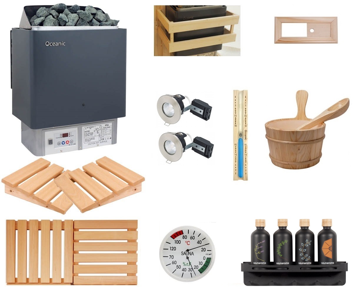 Kit de acessórios para sauna com aquecedor Oceanic com controlos integrados - Deluxe